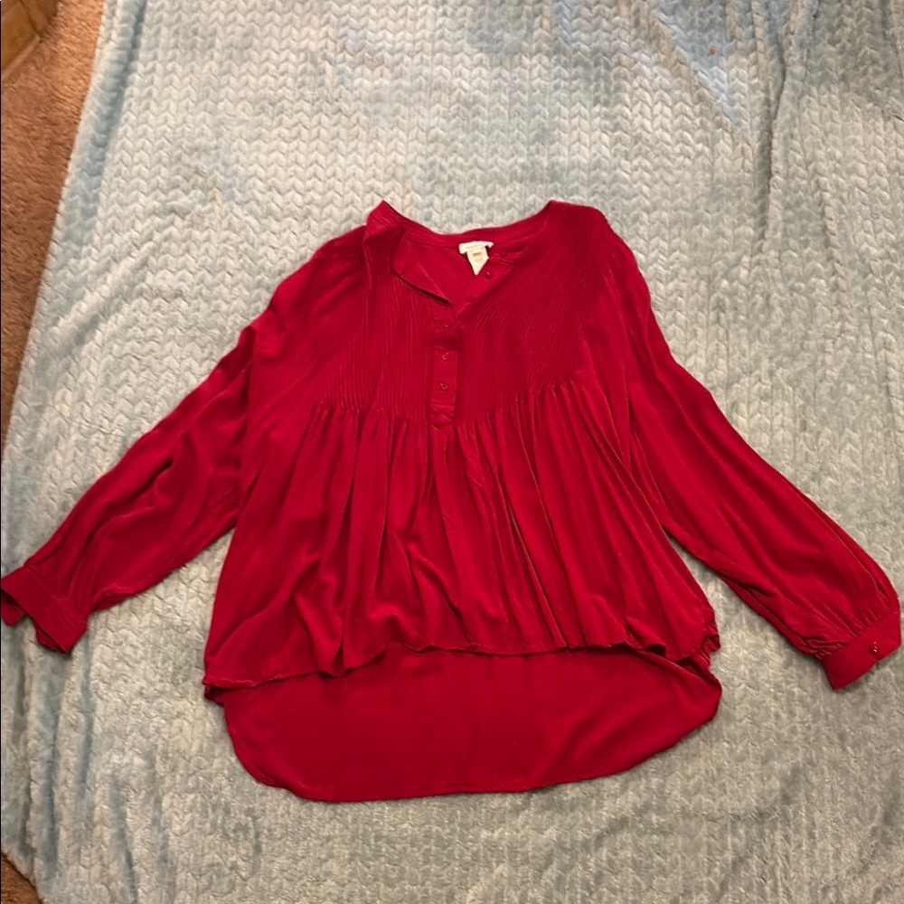 Sundance Mystic River Magenta Pintuck Long Sleeve Tunic